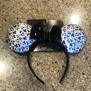 Disney Black and White Mickey Mouse Ears with Sequined Bow